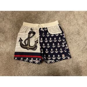 Pistol Pete Men's Striped Nautical Swim Trunks, S